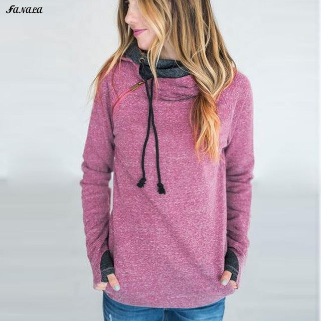 Women Hoodies Sweatshirt Long Sleeve Patchwork Slim Pullovers and Sweatshirts Hoodies