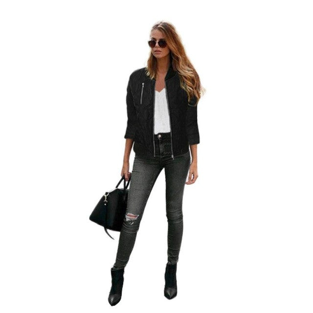 2016 Fashion Winter Flight 3Colors Jacket Ladies Women Coat Clothes Zipper