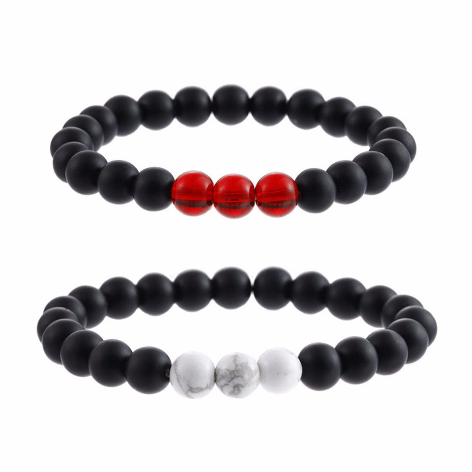 Natural Sub-black Gravel White Turquoise Yoga Bracelet