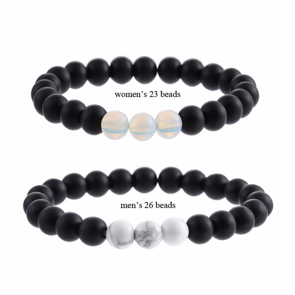 Natural Sub-black Gravel White Turquoise Yoga Bracelet