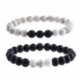 Natural Sub-black Gravel White Turquoise Yoga Bracelet