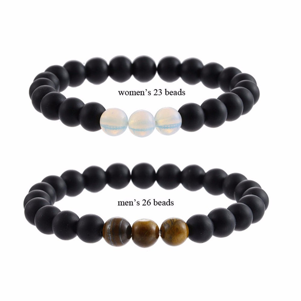 Natural Sub-black Gravel White Turquoise Yoga Bracelet