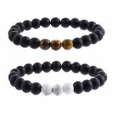 Natural Sub-black Gravel White Turquoise Yoga Bracelet