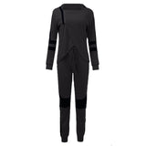 Women Oversized Tracksuits Patchwork Hooded Zipper Sweatshirt Sexy 2 Piece Set
