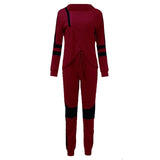 Women Oversized Tracksuits Patchwork Hooded Zipper Sweatshirt Sexy 2 Piece Set