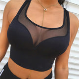 Women's V-Neck Hot Tank Top Mesh Crop Top Bras Summer