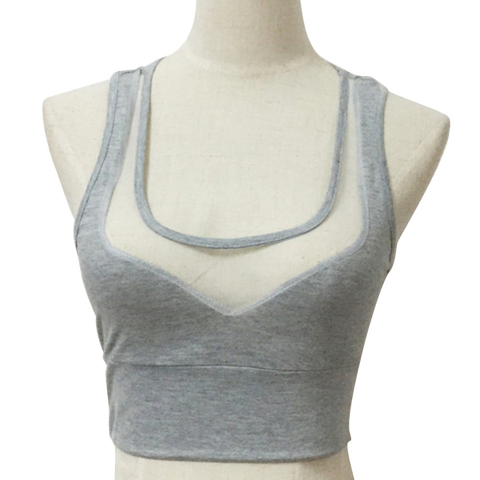 Women's V-Neck Hot Tank Top Mesh Crop Top Bras Summer