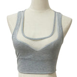 Women's V-Neck Hot Tank Top Mesh Crop Top Bras Summer