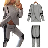 2018 Fashion Autumn Women Tracksuits Patchwork Hooded Oblique Zipper