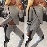 2018 Fashion Autumn Women Tracksuits Patchwork Hooded Oblique Zipper