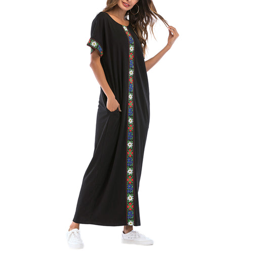 Plus Size Summer Dress Print Vintage Womens Clothes 2018 Kaftan Maxi Dress Knitting
